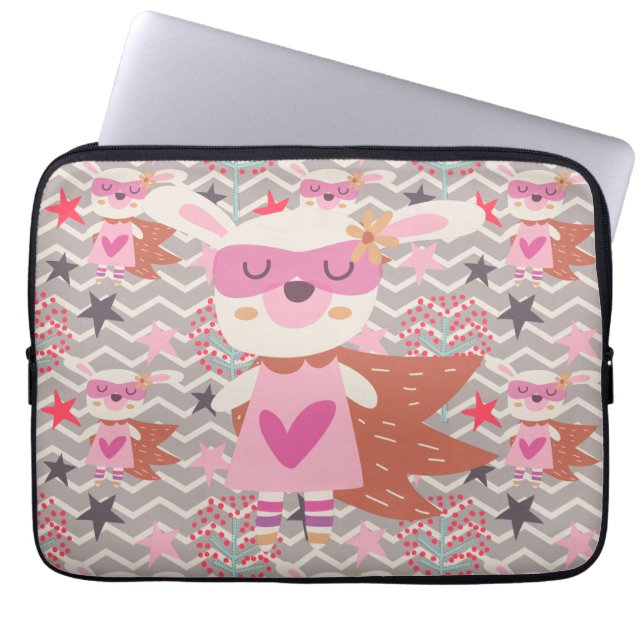 Girl Superhero Bunny Laptop Sleeve (Front)