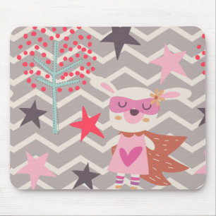 Girl Superhero Bunny Mouse Mat