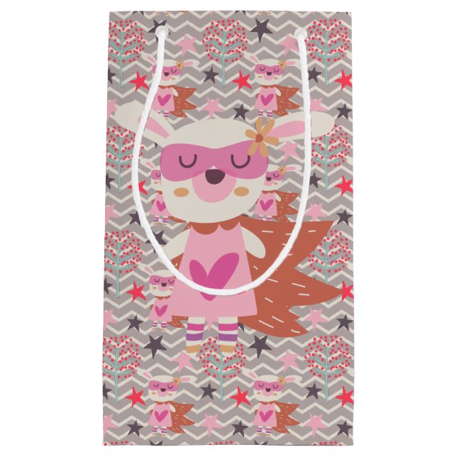 Girl Superhero Bunny Small Gift Bag (Front)