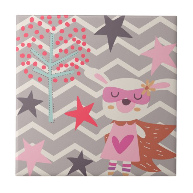 Girl Superhero Bunny Tile (Front)