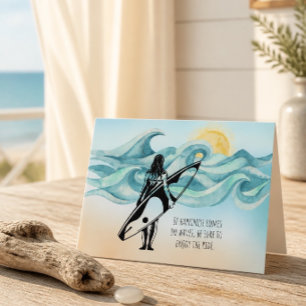 Girl Surfer Happiness Comes in Waves Greeting Card