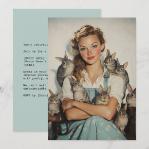 Girl Surrounded by Bunnies Invitation