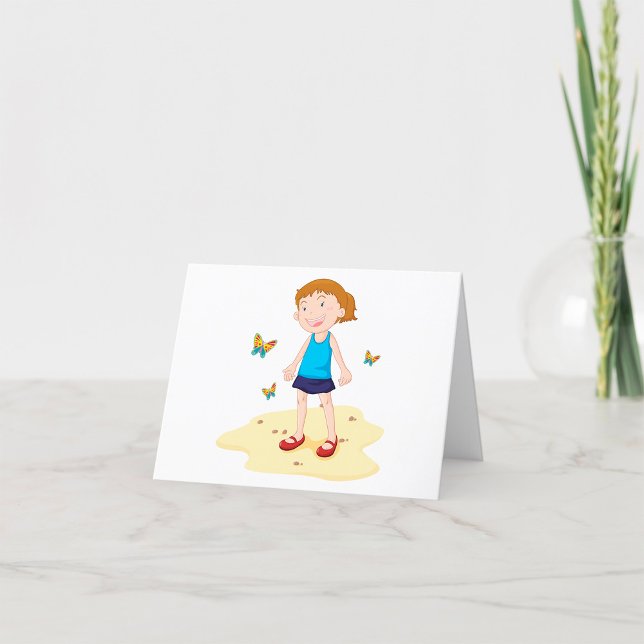 Girl Surrounded By Butterflies Thank You Card (Creator Uploaded)