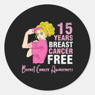 Girl Survivor Fighting 15 Years Breast Cancer Free Classic Round Sticker