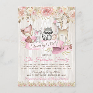 Girl Sweet Woodland Baby Shower By Mail Invitation