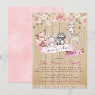 Girl Sweet Woodland Virtual Baby Shower By Mail Invitation