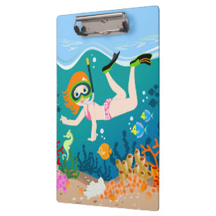 Girl swimmer has a birthday party clipboard