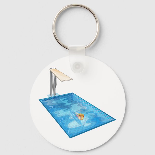 Girl Swimming Key Ring (Front)