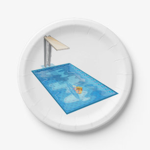 Girl Swimming Paper Plate