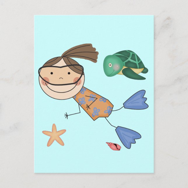 Girl Swimming T-shirts and Gifts Postcard (Front)