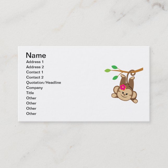 Girl Swinging Monkey Business Card (Front)