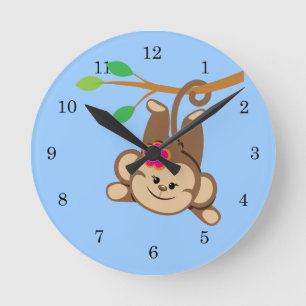 Girl Swinging Monkey Round Clock