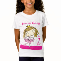 GIRL T-SHIRT Age 7 cute pink princess 7th Birthday