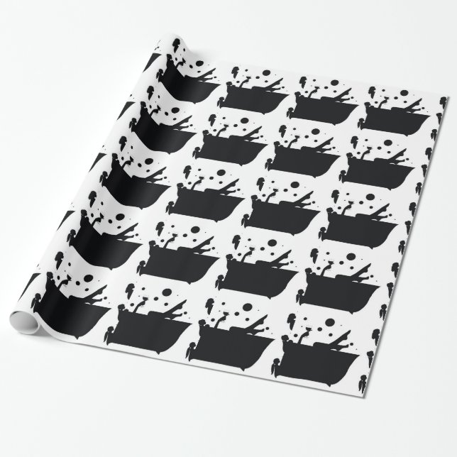 Girl taking bath design wrapping paper (Unrolled)
