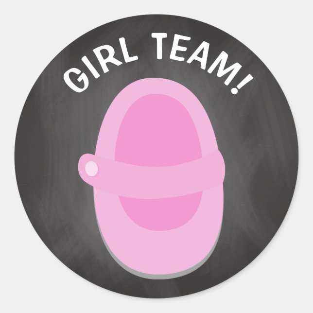 GIRL TEAM Classic Round Sticker, GENDER REVEAL Classic Round Sticker (Front)