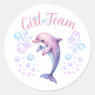 Girl Team Ocean Gender Reveal Classic Round Sticker