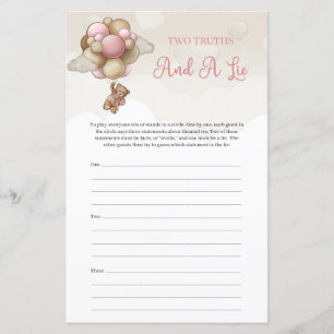 Girl teddy bear pink balloons Two Truths And A Lie