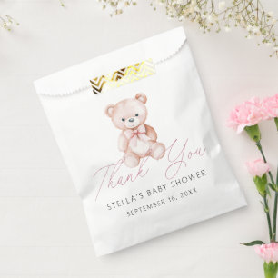Girl Teddy Bear Thank You Baby Shower Favour Bags