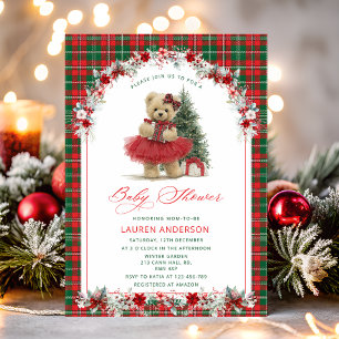 Girl Teddy Bear Vintage Luxury Baby Shower Invitation