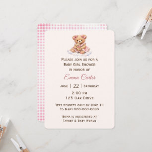 Girl Teddy Bear with Baby  Invitation