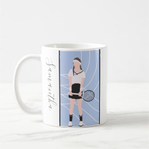 Girl Tennis Player Personalised Player Coach Name Coffee Mug