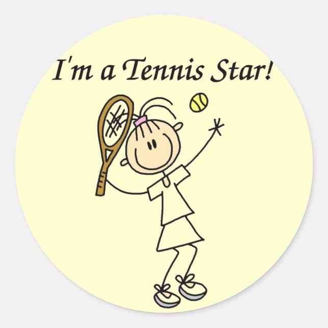 Girl Tennis Star T-shirts and Gifts Classic Round Sticker (Front)