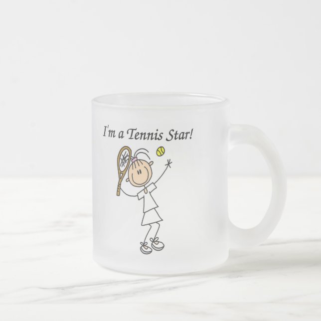 Girl Tennis Star T-shirts and Gifts Frosted Glass Coffee Mug (Right)
