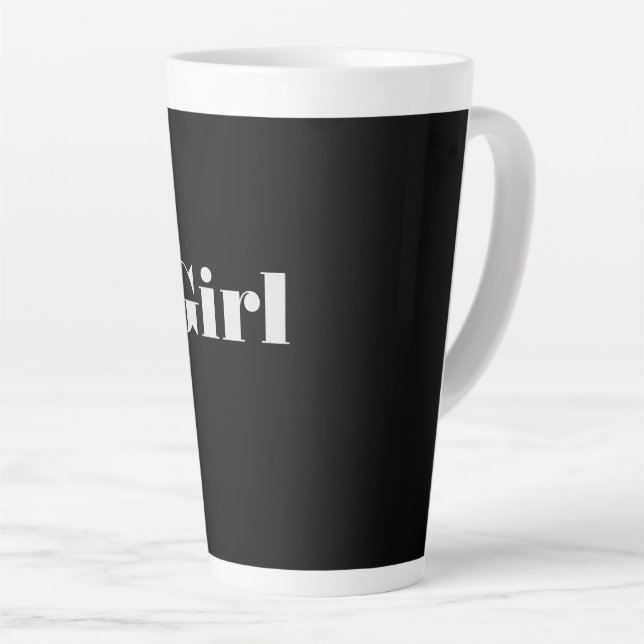 Girl Text Name Black Colour Background Latte Mug (Right Angle)
