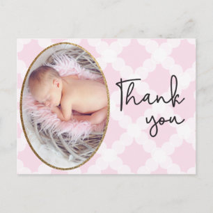 Girl Thank You Pink Baby Photo Birth announcement Postcard
