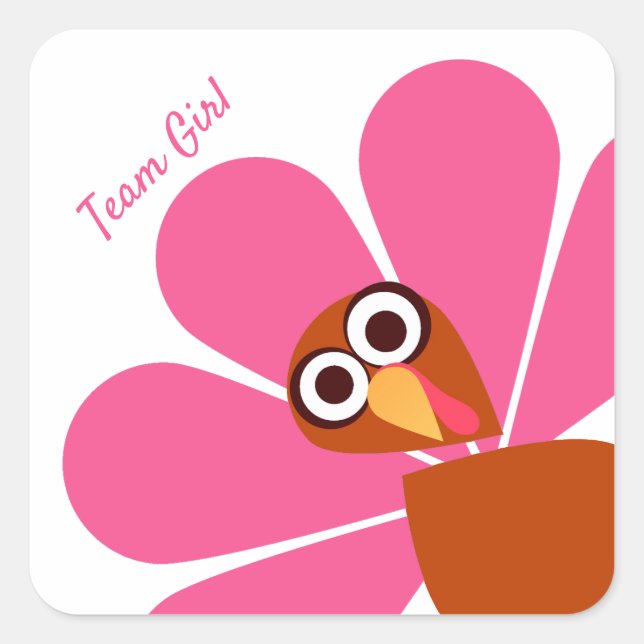 Girl Thanksgiving Gender Reveal Square Sticker (Front)