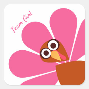 Girl Thanksgiving Gender Reveal Square Sticker