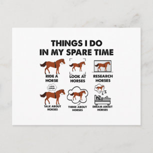 Girl Things I Do In My Spare Time Funny Horse Postcard