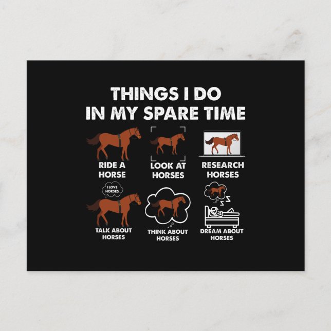 Girl Things I Do In My Spare Time Funny Horse Postcard (Front)