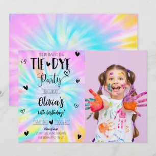 Girl Tie Dye Birthday Party Photo Invitation