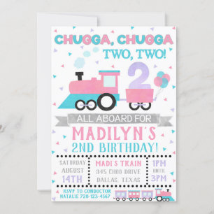 Girl Train Invitation, Chugga Cugga TWO TWO Invitation