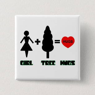 Girl+Tree=Hugs 15 Cm Square Badge