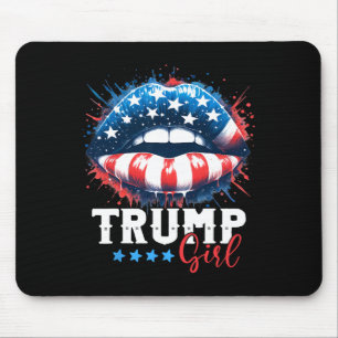 Girl Trump 2024 Election Us American Flag  Mouse Mat