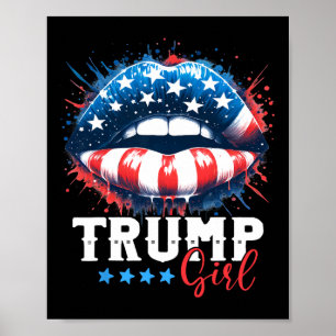 Girl Trump 2024 Election Us American Flag Poster