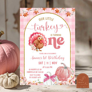 Girl Turkey 1st Birthday invitation