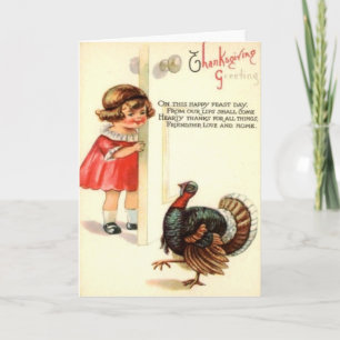 Girl & Turkey Holiday Card