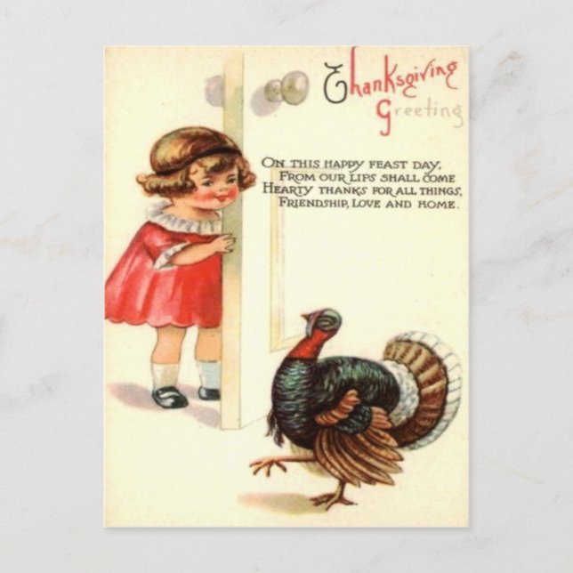 Girl & Turkey Postcard (Front)