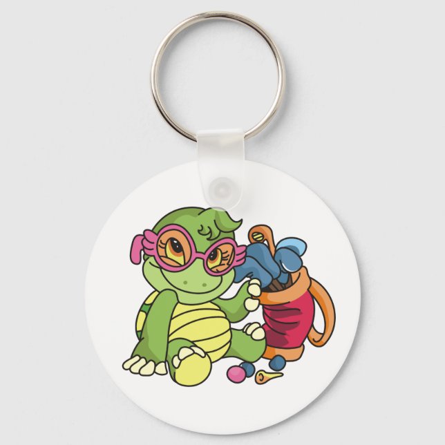 Girl Turtle Golfer Key Ring (Front)