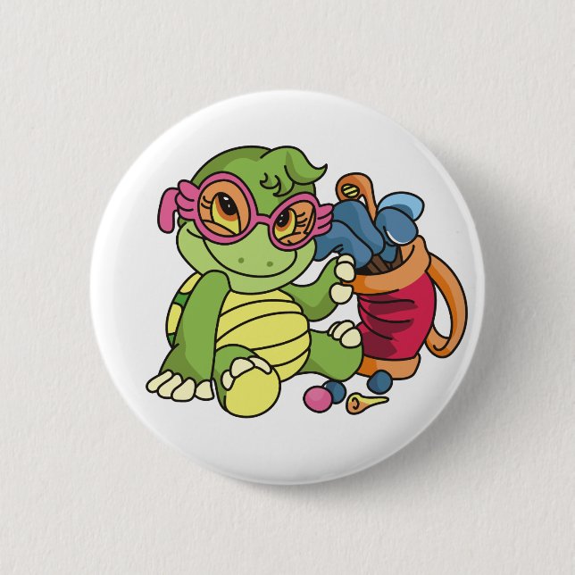 Girl Turtle Golfer Tshirts and Gifts 6 Cm Round Badge (Front)
