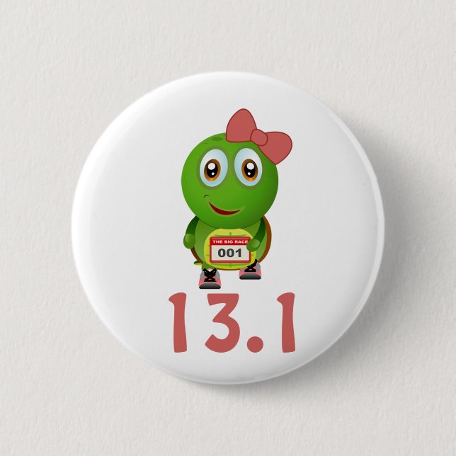Girl Turtle Runner 13.1 6 Cm Round Badge (Front)