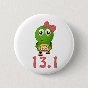 Girl Turtle Runner 13.1 6 Cm Round Badge