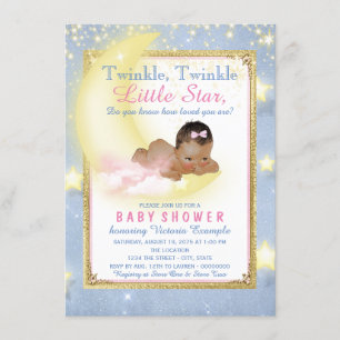 Girl Twinkle Twinkle Little Star Baby Shower Invitation