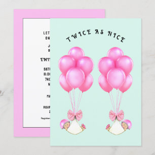Girl Twins Baby Shower Invitation