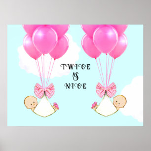 Girl Twins Baby Shower Poster