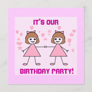 Girl twins, It's our, Birthday Party! Invitation