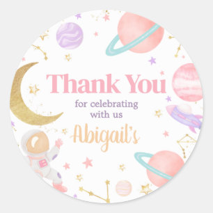 Girl Two the Moon Birthday Party Classic Round Sticker